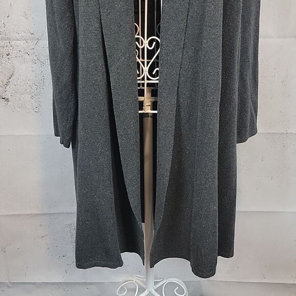 Christopher and Banks Grey Open-Front Sweater extra long Women's Size L - Picture 3 of 11